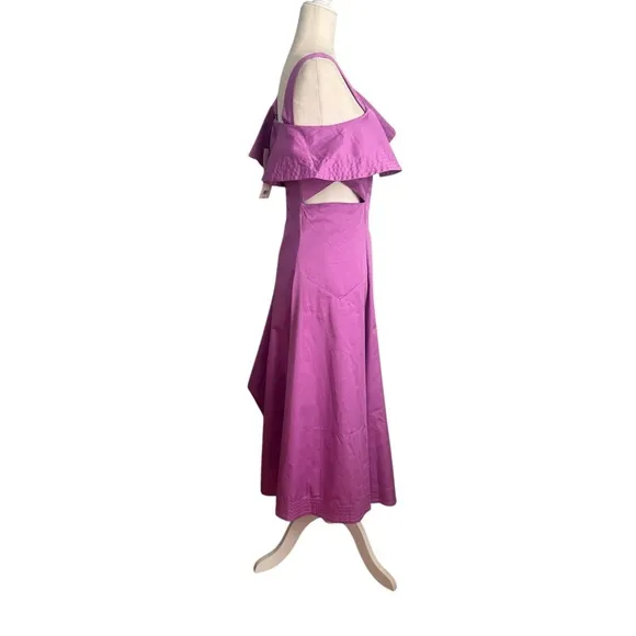NWT Veronica Beard Beilla Ruffled-Sleeve Midi Dress in Vivid Orchid
