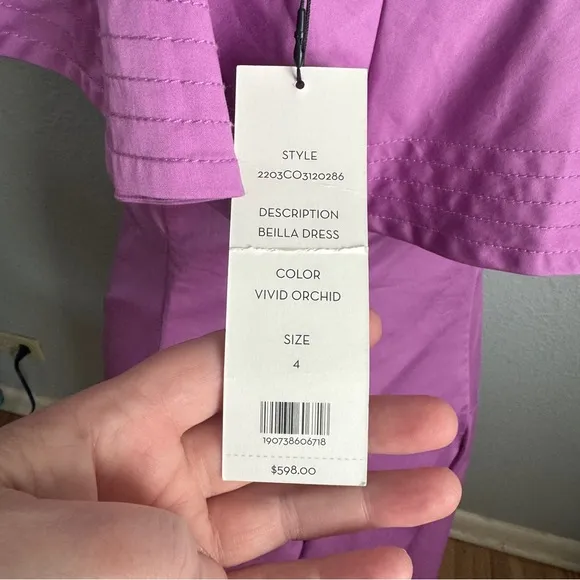 NWT Veronica Beard Beilla Ruffled-Sleeve Midi Dress in Vivid Orchid