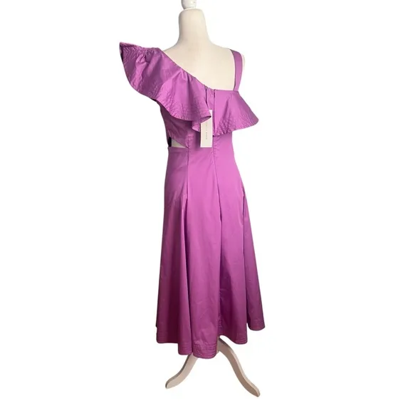 NWT Veronica Beard Beilla Ruffled-Sleeve Midi Dress in Vivid Orchid