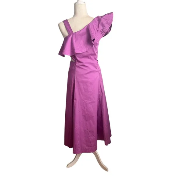NWT Veronica Beard Beilla Ruffled-Sleeve Midi Dress in Vivid Orchid