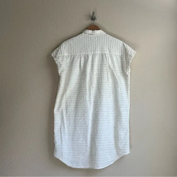 Outerknown Cream White Textured Bee Shirt Dress, size S