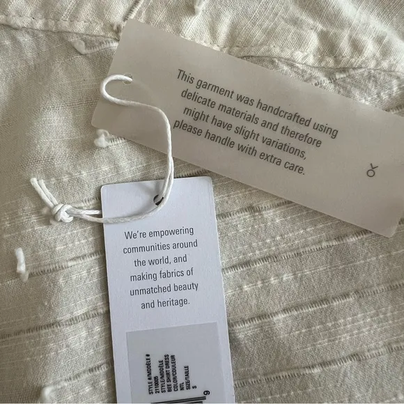 Outerknown Cream White Textured Bee Shirt Dress, size S