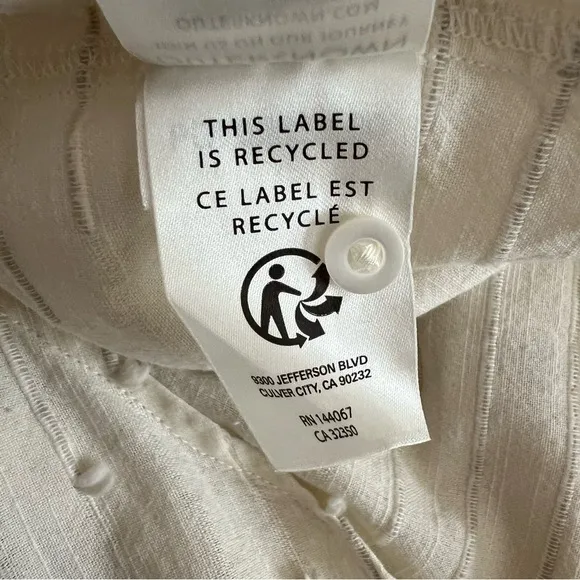 Outerknown Cream White Textured Bee Shirt Dress, size S