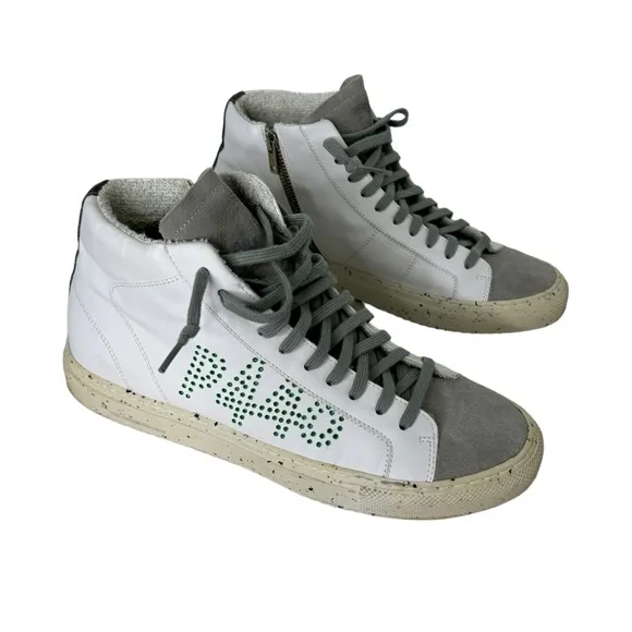 P448 White High Top Sneakers Leather