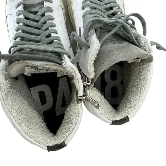 P448 White High Top Sneakers Leather