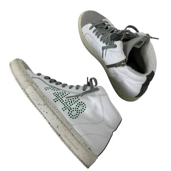 P448 White High Top Sneakers Leather