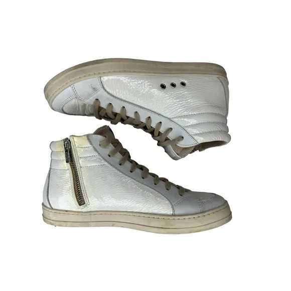 P448 White Leather Skate High Top Sneakers Size 38