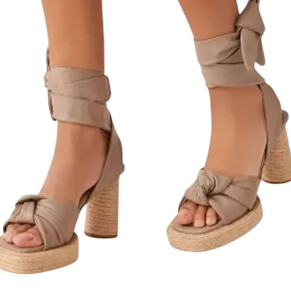 Paloma Barcelo Beige Luna Tie-Up Strappy Heels..... Size 40/US 9.5