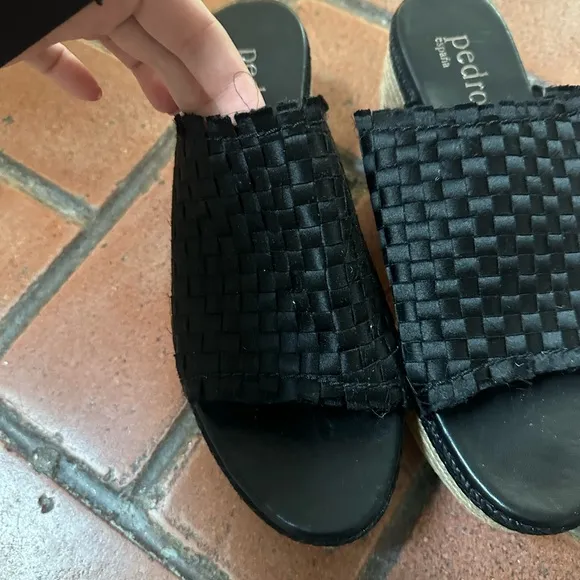 Pedro Garcia “Norma” Black Wedge Sandals - Size 38.5 - Platform Espadrille