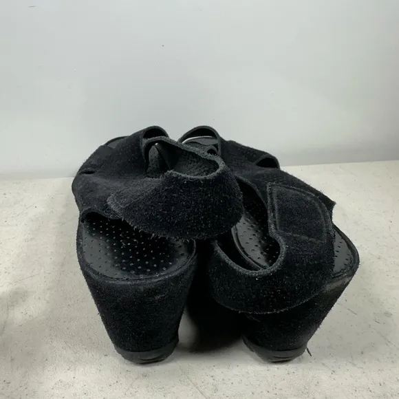 Pedro Garcia Sandals Womens 10 Platform Wedge Strappy Black Suede Casual Open