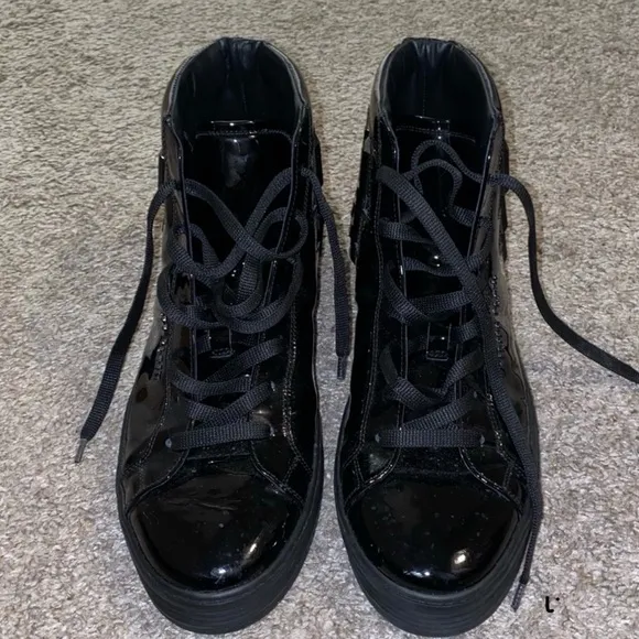 Philipp Plein Black Glossy High-Top Sneakers