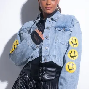 PLUS AZALEA  WANG  JOKER CROP DENIM JACKET ( BRAND NEW !!! )