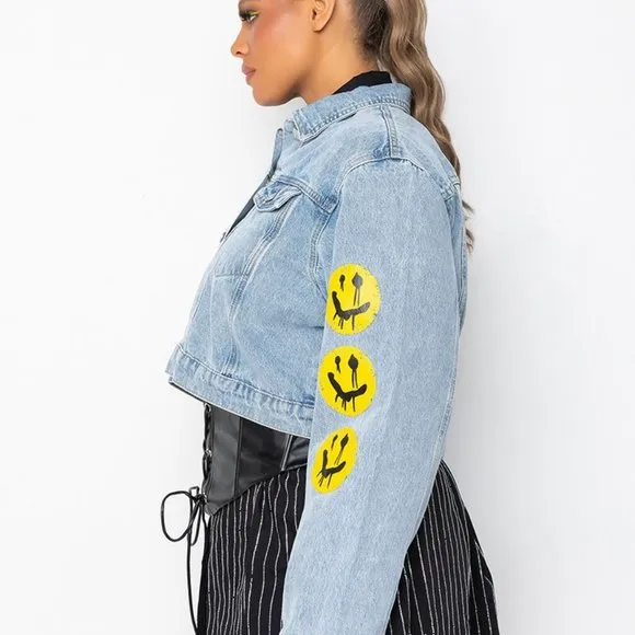 PLUS AZALEA  WANG  JOKER CROP DENIM JACKET ( BRAND NEW !!! )