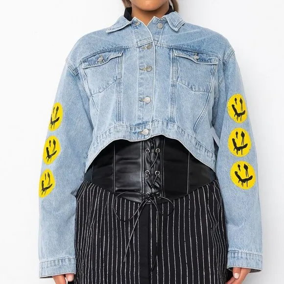 PLUS AZALEA  WANG  JOKER CROP DENIM JACKET ( BRAND NEW !!! )