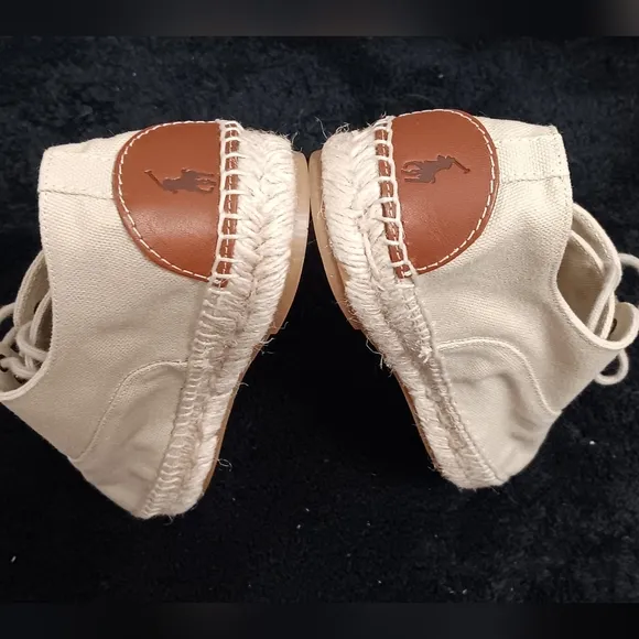 Polo Ralph Lauren Canvas Lace Up Tan Espadrilles