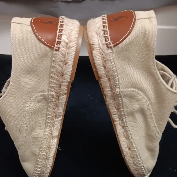 Polo Ralph Lauren Canvas Lace Up Tan Espadrilles