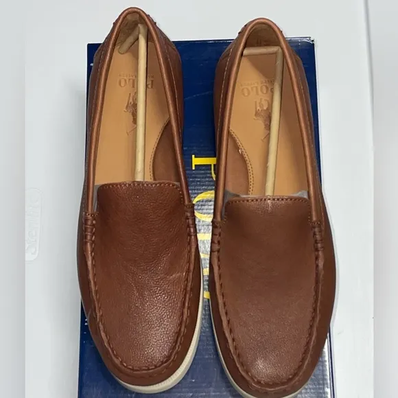 Polo Ralph Lauren Men Merton Leather Venetian Loafers Sz 10 Brown Dress Shoe New