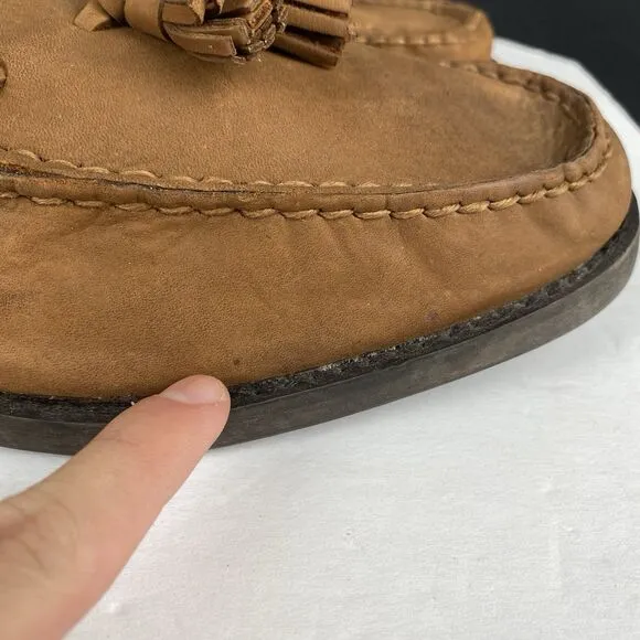 Polo Ralph Lauren Men's 10.5D Kraig Brown Nubuck Leather Tassel Loafers Classic