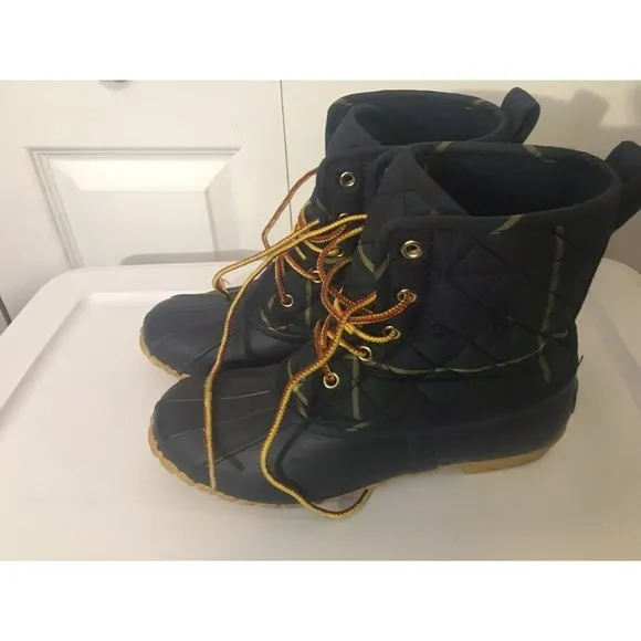 Polo‎ Ralph Lauren Plaid Snow Rain Boots Sz 6 1/2 Green Blue