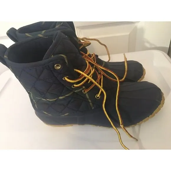Polo‎ Ralph Lauren Plaid Snow Rain Boots Sz 6 1/2 Green Blue