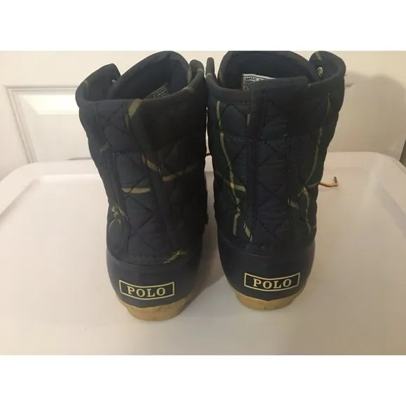 Polo‎ Ralph Lauren Plaid Snow Rain Boots Sz 6 1/2 Green Blue
