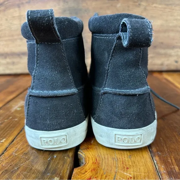 Polo Ralph Lauren PRL Tavis Black Suede High Top Sneakers 10.5D
