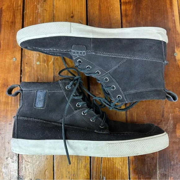 Polo Ralph Lauren PRL Tavis Black Suede High Top Sneakers 10.5D