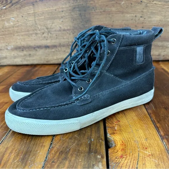 Polo Ralph Lauren PRL Tavis Black Suede High Top Sneakers 10.5D