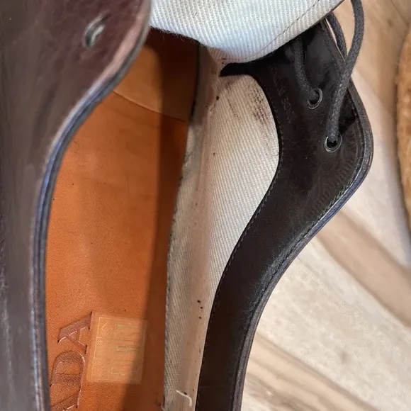 Prada Brown Nappa Leather Lace Up Espadrilles