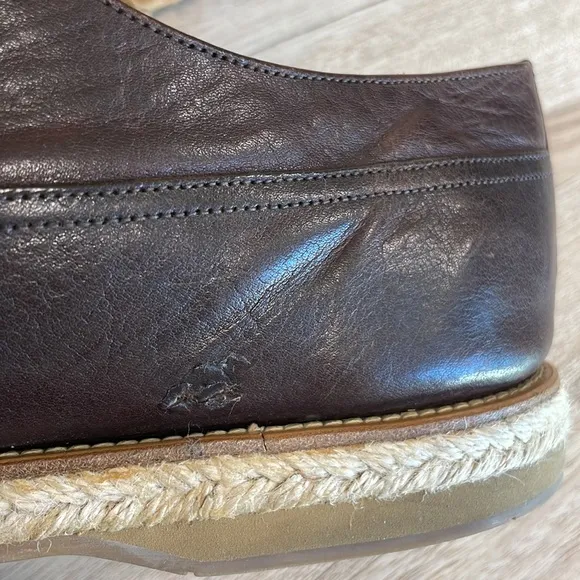 Prada Brown Nappa Leather Lace Up Espadrilles