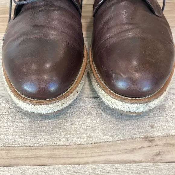 Prada Brown Nappa Leather Lace Up Espadrilles