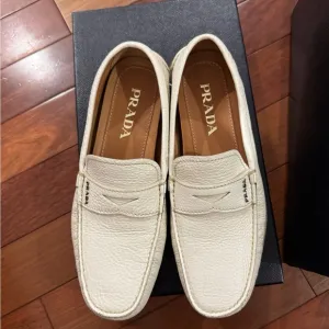 Prada Cream Loafers Classic Slip-Ons