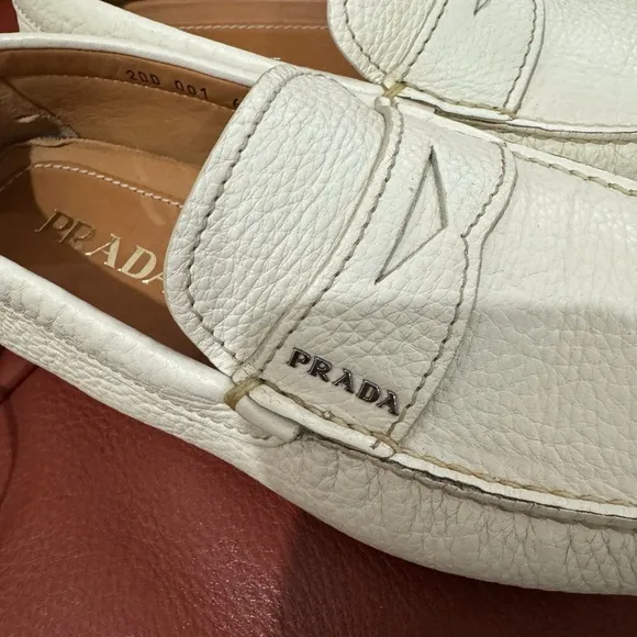 Prada Cream Loafers Classic Slip-Ons