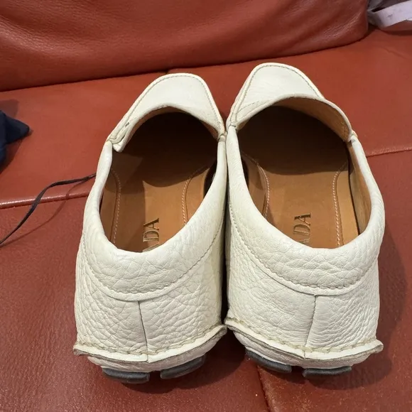 Prada Cream Loafers Classic Slip-Ons