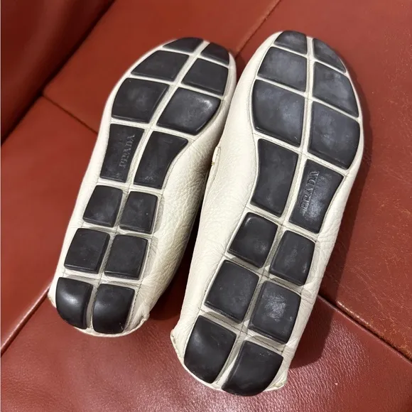 Prada Cream Loafers Classic Slip-Ons