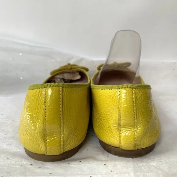 Pretty Ballerinas Yellow Patent Yellow Bow Ballerina Flats - Size 42 Rosario