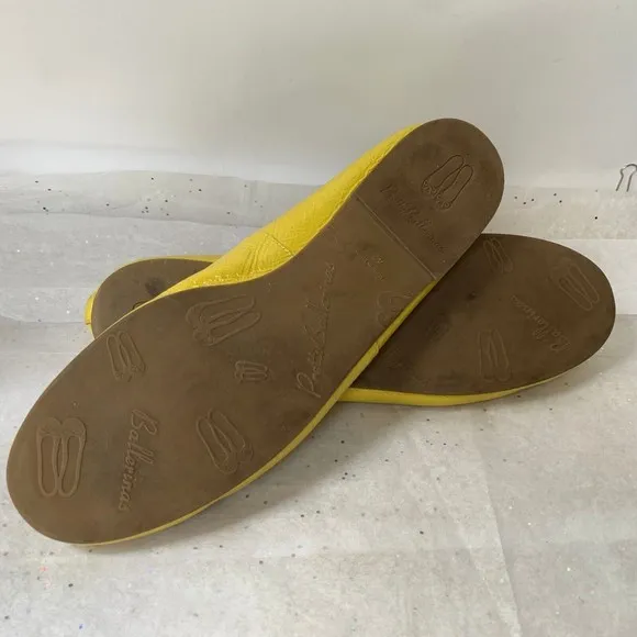 Pretty Ballerinas Yellow Patent Yellow Bow Ballerina Flats - Size 42 Rosario