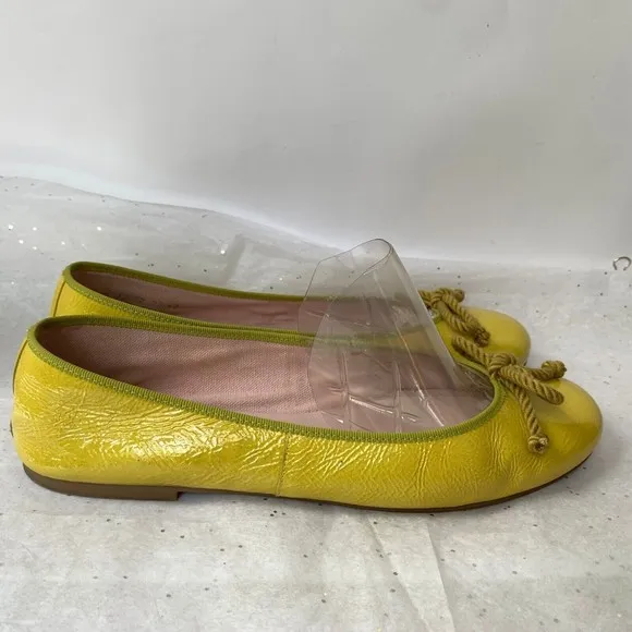 Pretty Ballerinas Yellow Patent Yellow Bow Ballerina Flats - Size 42 Rosario