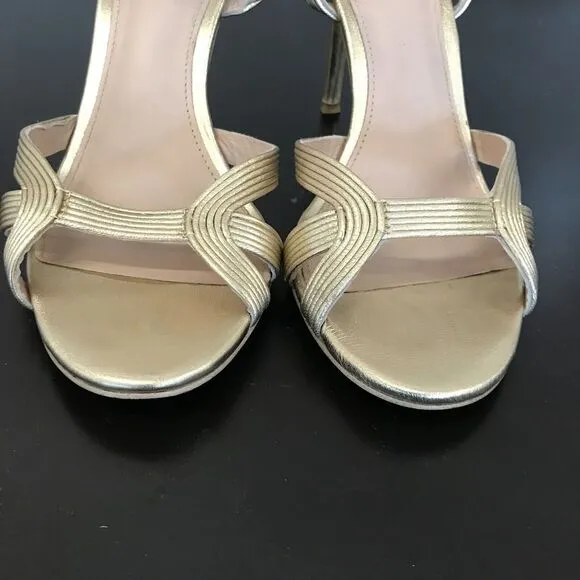 Rachel Zoe Isabella Metalic Gold Leather Stiletto High Heeled Sandals Women’s 8