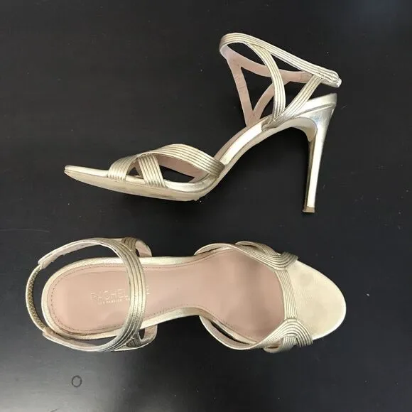 Rachel Zoe Isabella Metalic Gold Leather Stiletto High Heeled Sandals Women’s 8