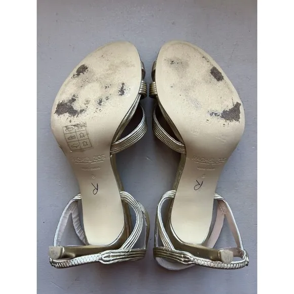 Rachel Zoe Isabella Metalic Gold Leather Stiletto High Heeled Sandals Women’s 8