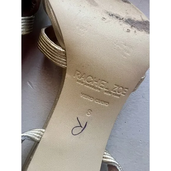 Rachel Zoe Isabella Metalic Gold Leather Stiletto High Heeled Sandals Women’s 8