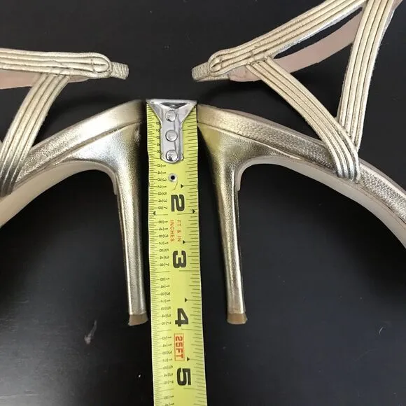 Rachel Zoe Isabella Metalic Gold Leather Stiletto High Heeled Sandals Women’s 8