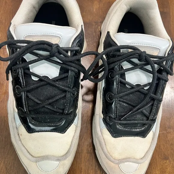 Raf Simons Black and Cream Chunky Sneakers