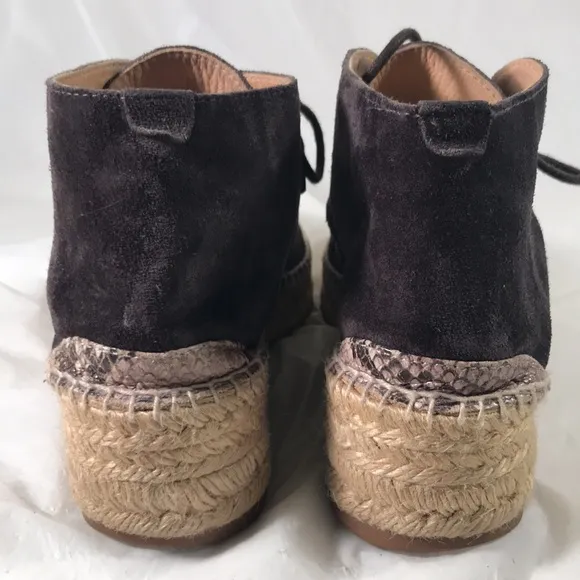 Rag &amp; Bone New York Women’s Geneva Dark Brown Suede Platform Laced Espadrilles