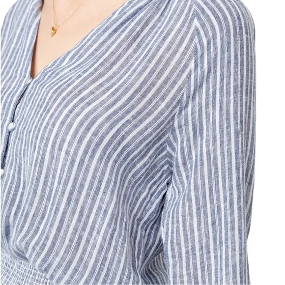 RAILS Jasmine Linen Dress in Azure Stripe Blue/White Size Small