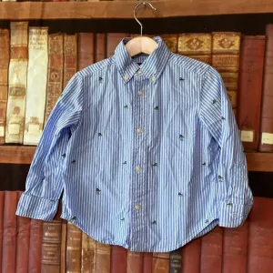 Ralph Lauren Button‎ down Shirt pinstripe with Embroidered High top sneaker