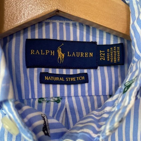 Ralph Lauren Button‎ down Shirt pinstripe with Embroidered High top sneaker