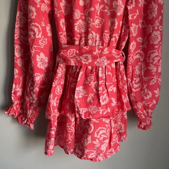 RAMY BROOK Jolie linen Floral Mini Tiered Dress Small