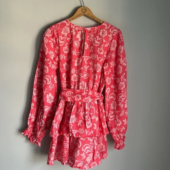 RAMY BROOK Jolie linen Floral Mini Tiered Dress Small